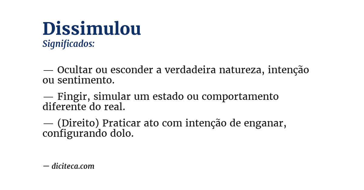 Significado de dissimulou