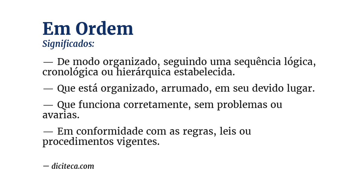 Significado de em ordem