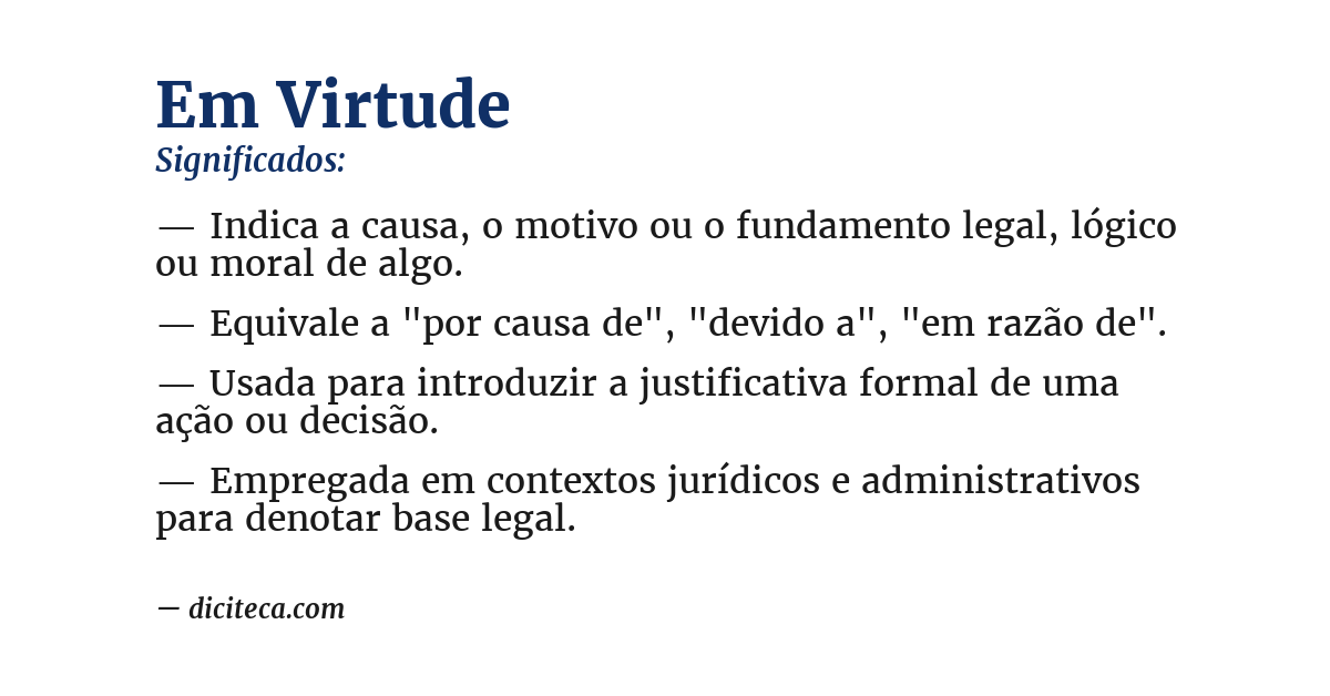 Significado de em virtude