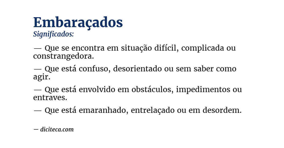 Significado de embaraçados
