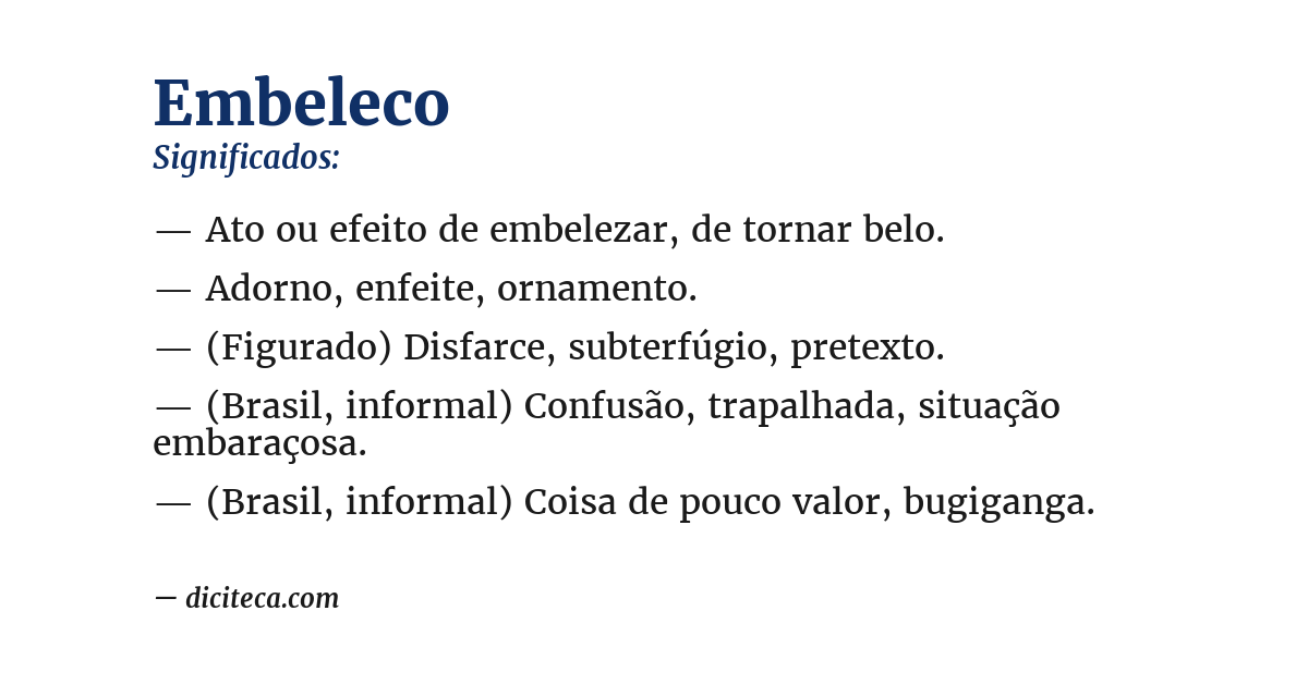 Significado de embeleco