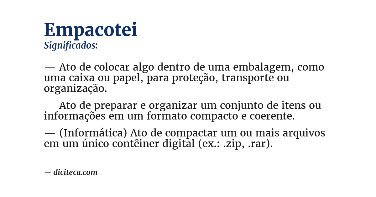 Significado de empacotei