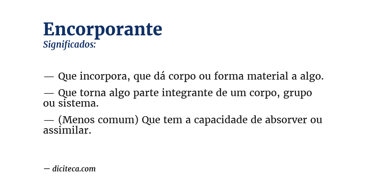 Significado de encorporante