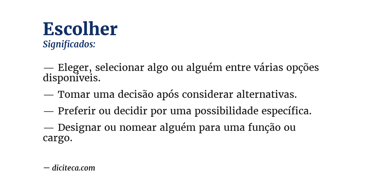 Significado de escolher