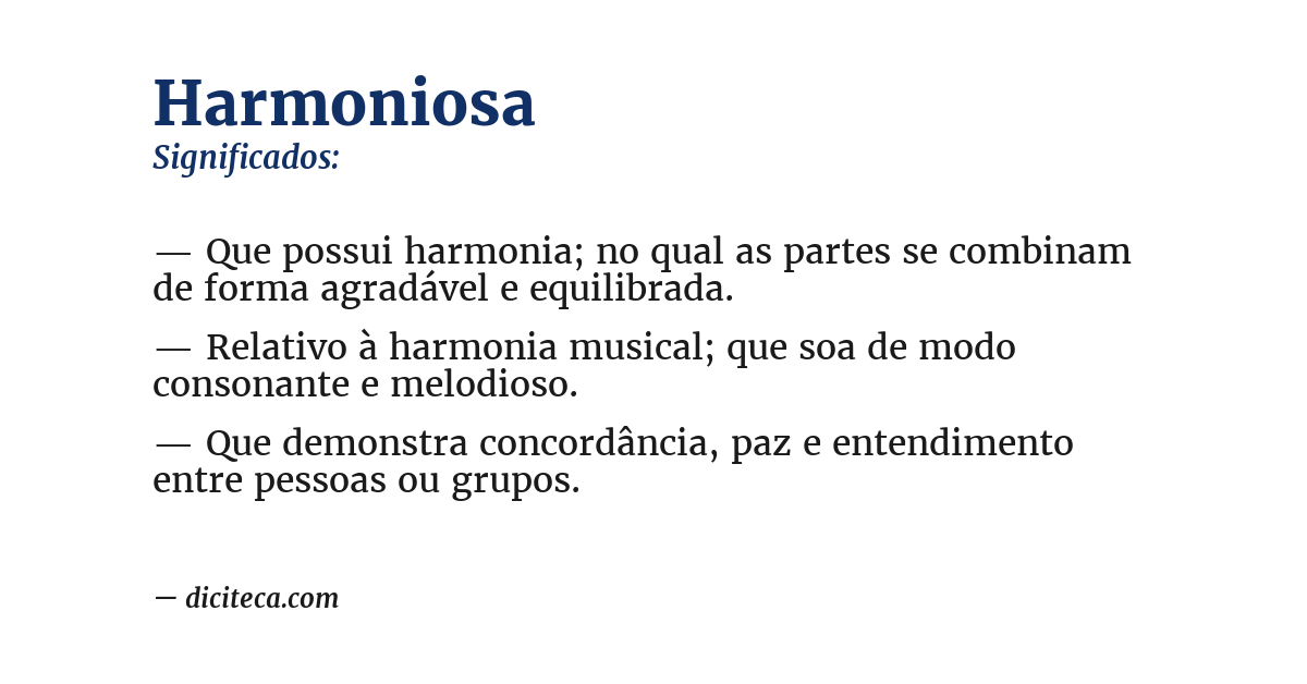 Significado de harmoniosa
