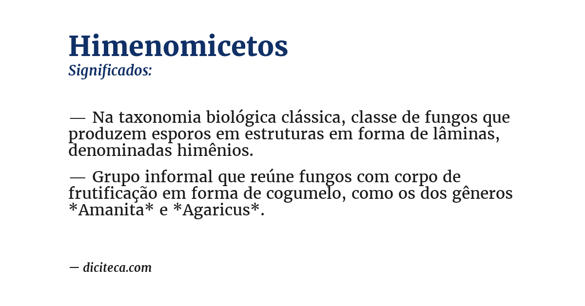 Significado de himenomicetos