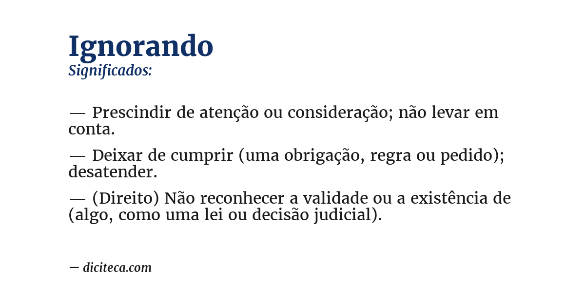 Significado de ignorando