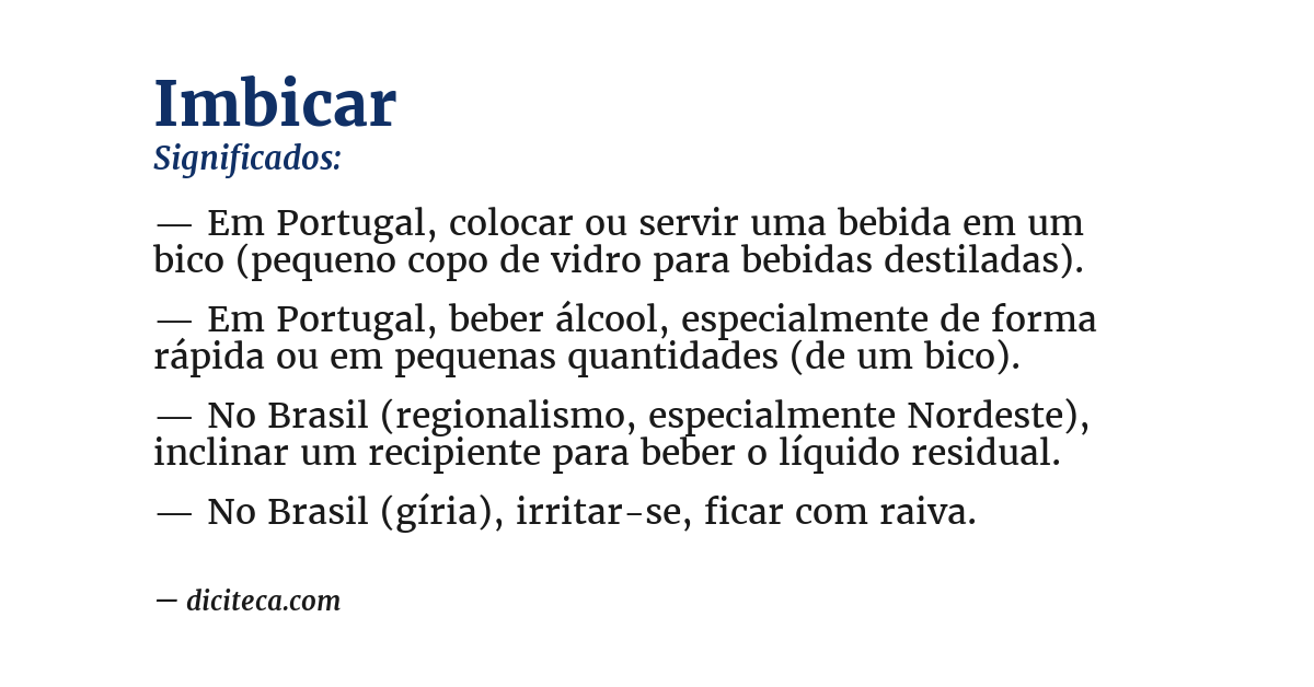 Significado de imbicar