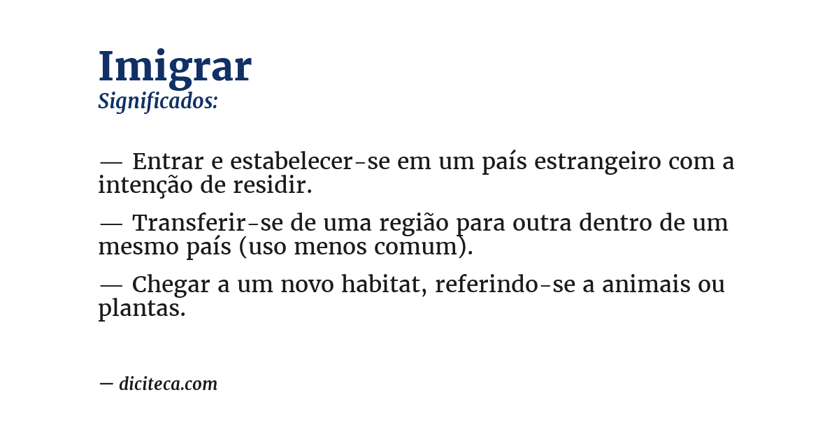 Significado de imigrar