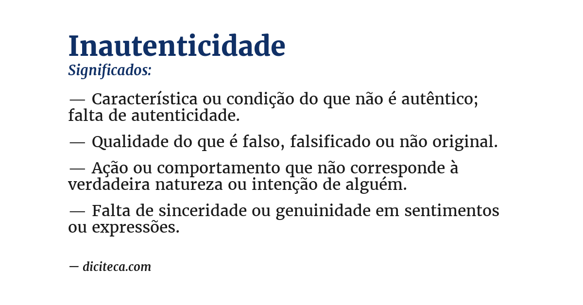 Significado de inautenticidade