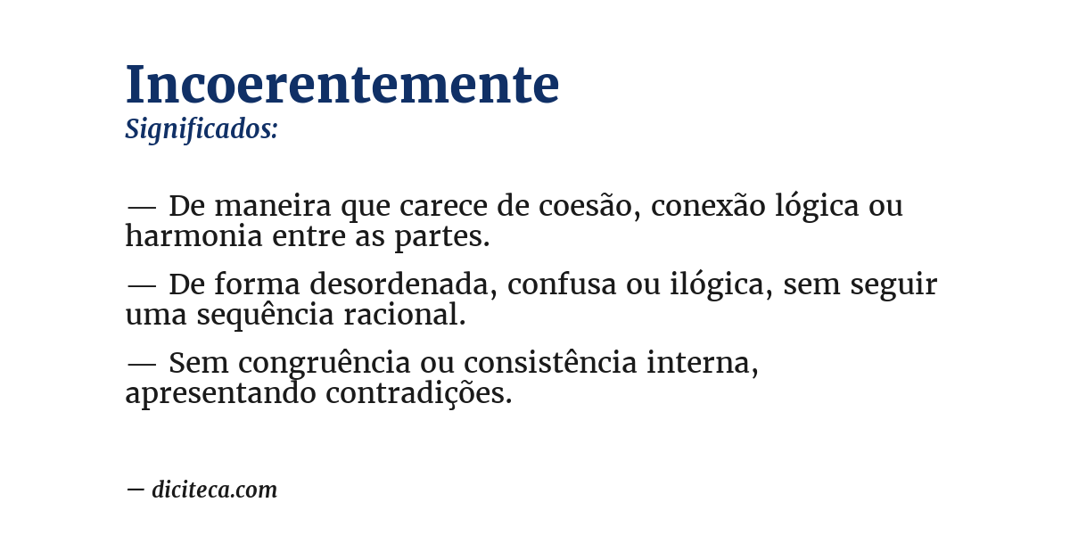 Significado de incoerentemente