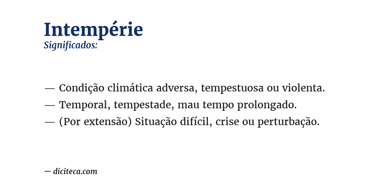 Significado de intempérie