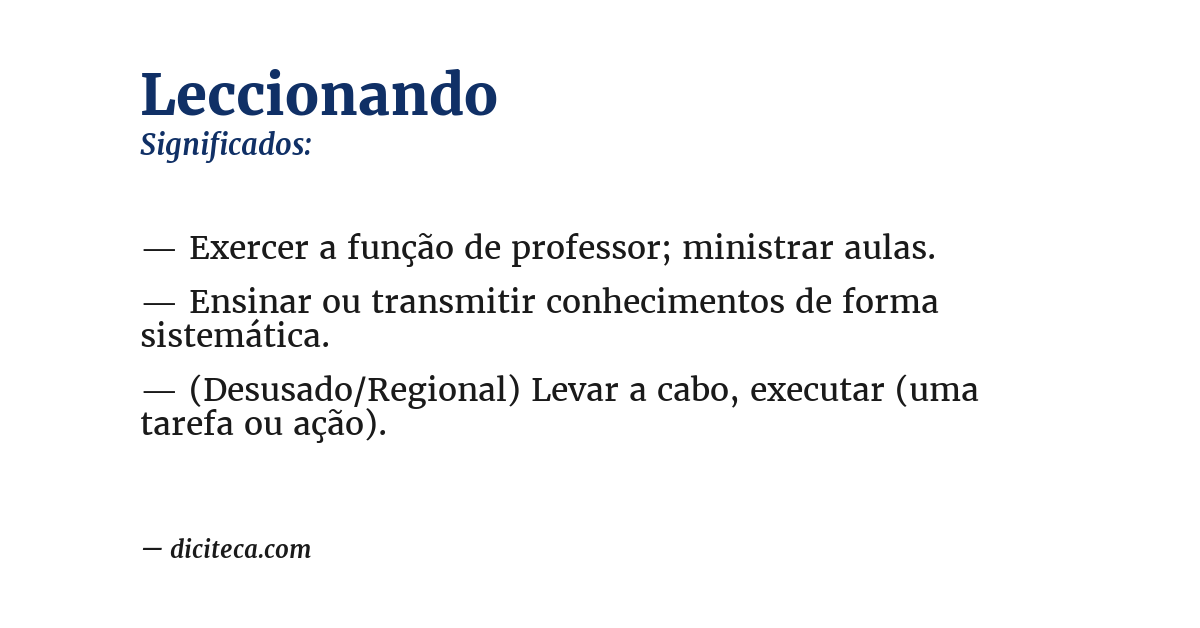 Significado de leccionando