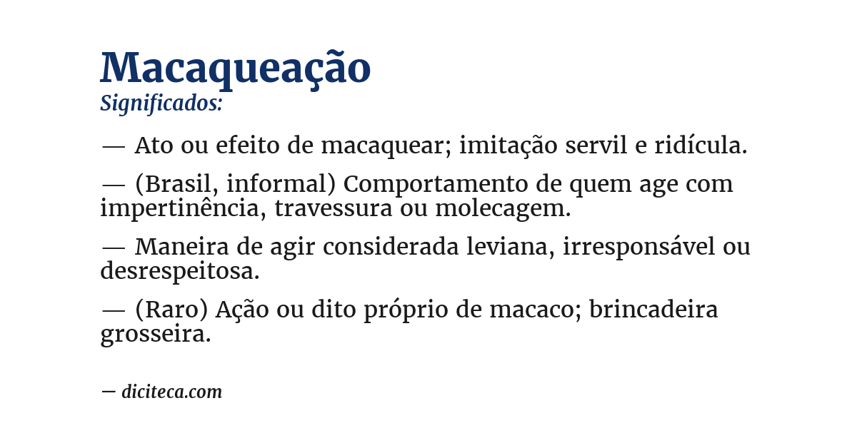 Significado de macaqueação