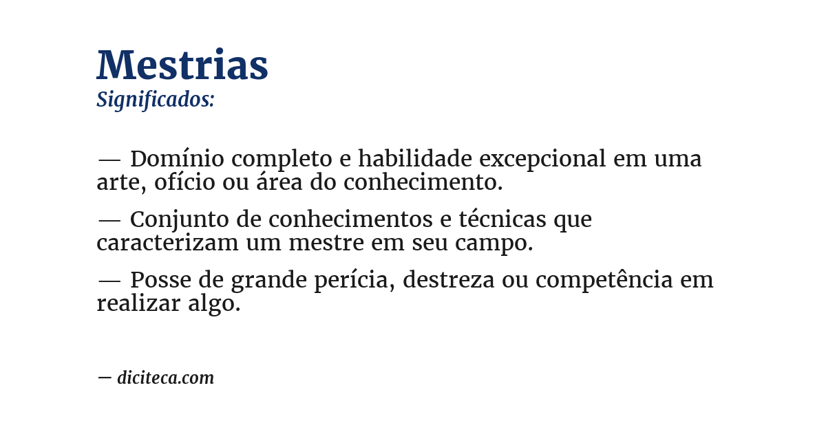 Significado de mestrias
