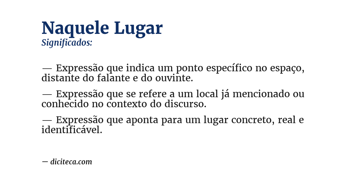 Significado de naquele lugar