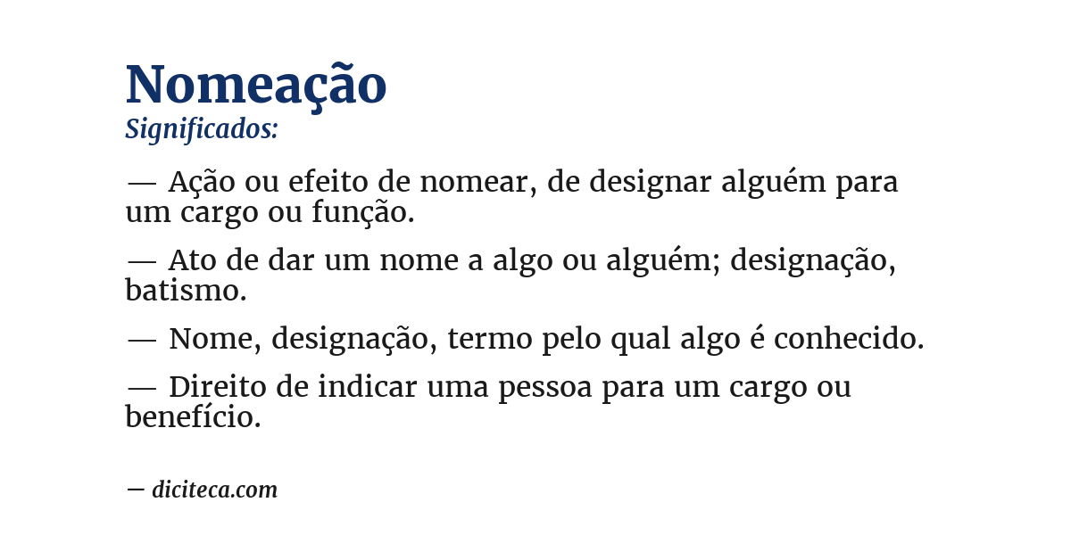 Significado de nomeação