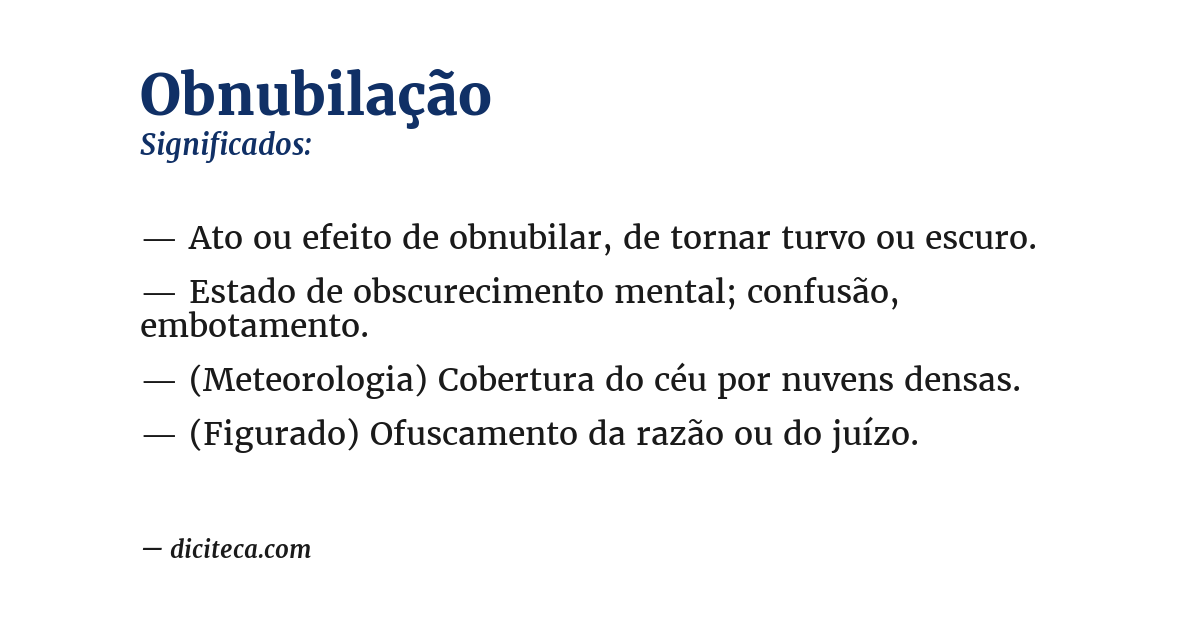 Significado de obnubilação