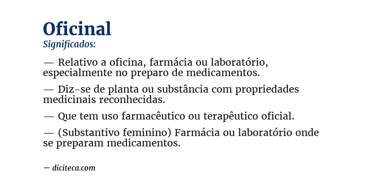 Significado de oficinal