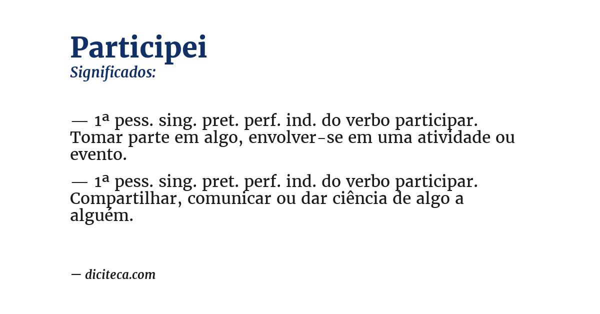 Significado de participei