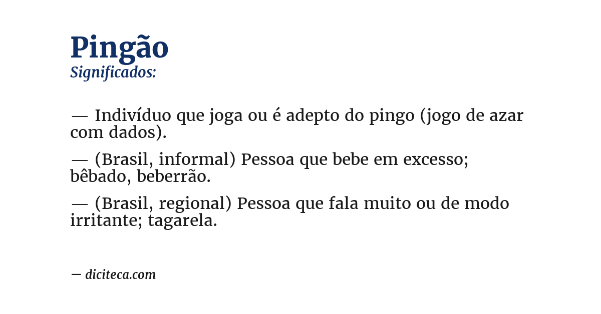 Significado de pingão