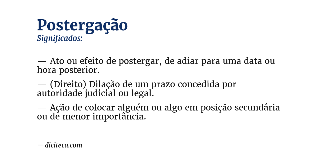 Significado de postergação