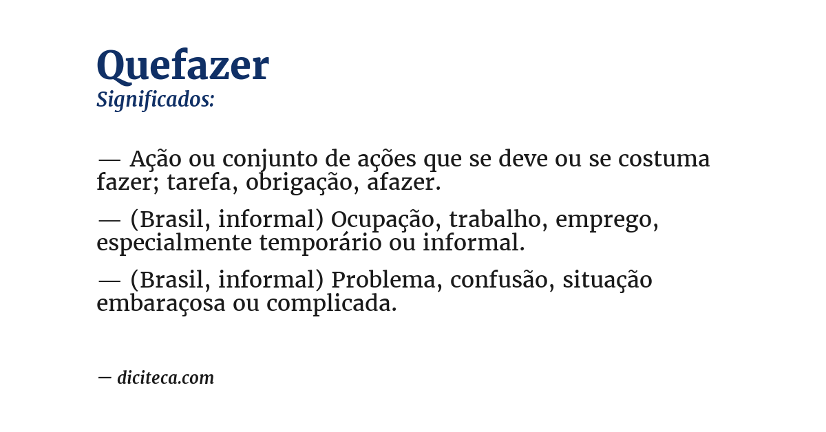 Significado de quefazer