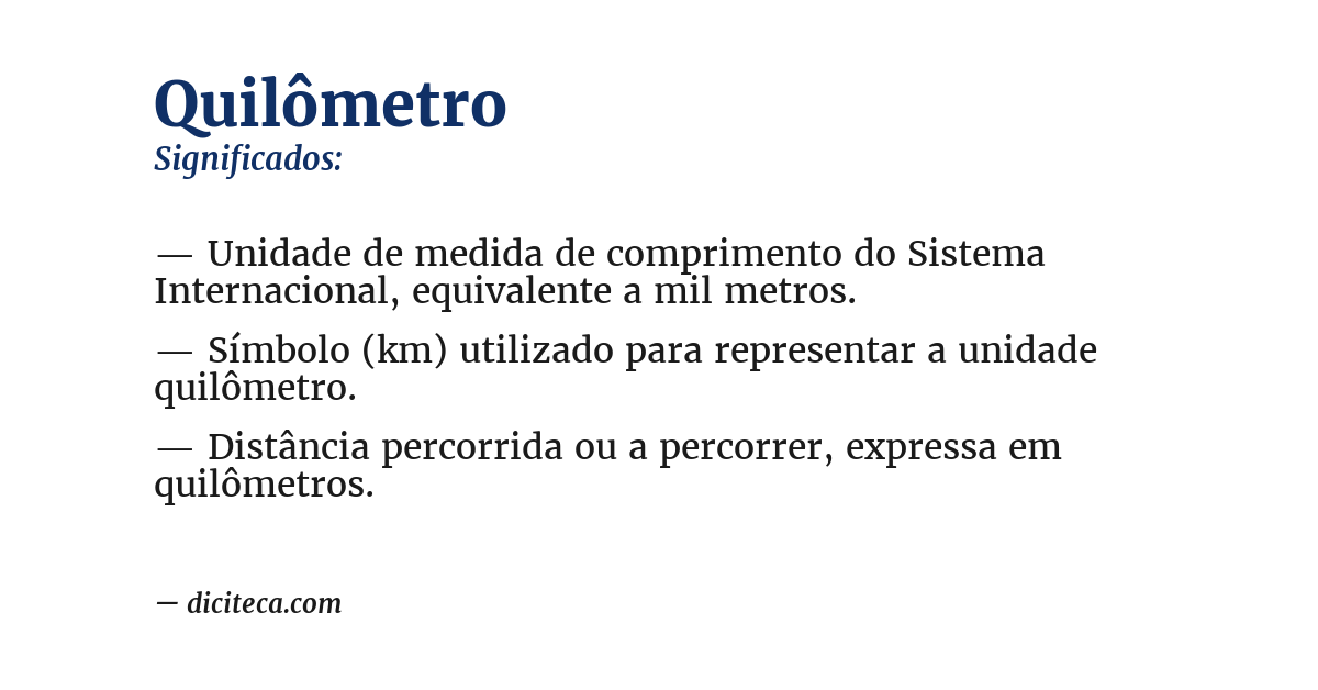 Significado de quilômetro