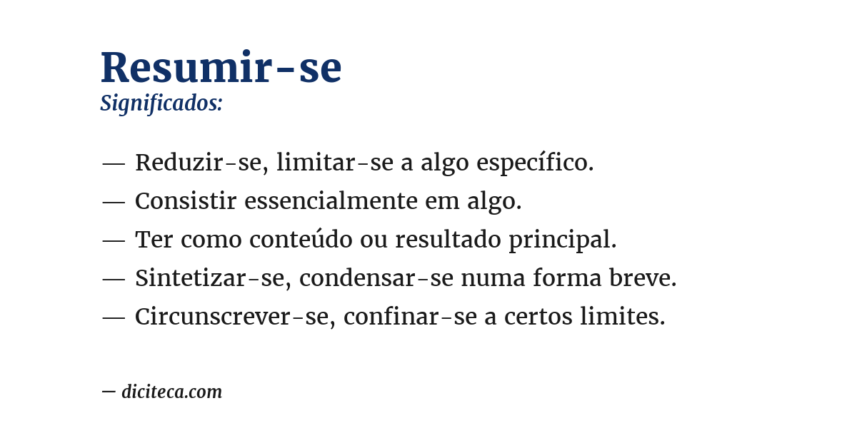 Significado de resumir-se