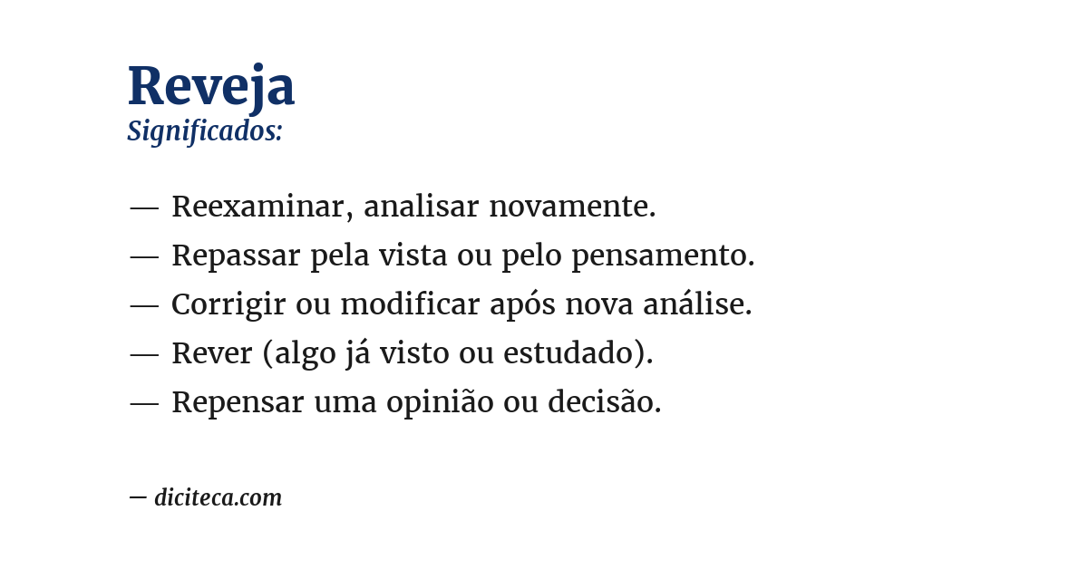 Significado de reveja