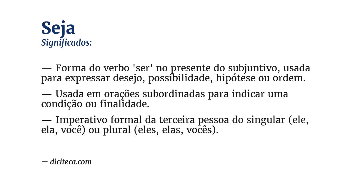 Significado de seja