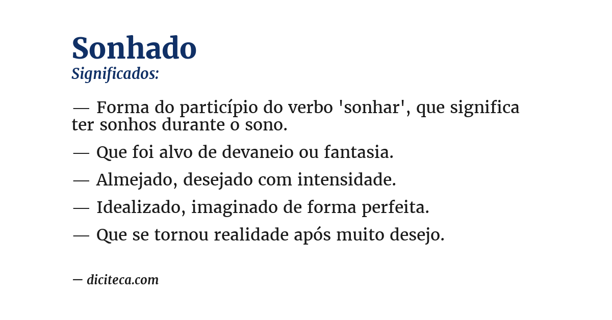 Significado de sonhado