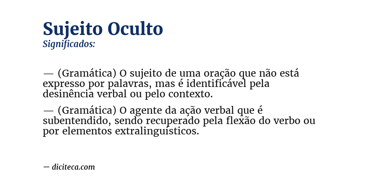 Significado de sujeito oculto