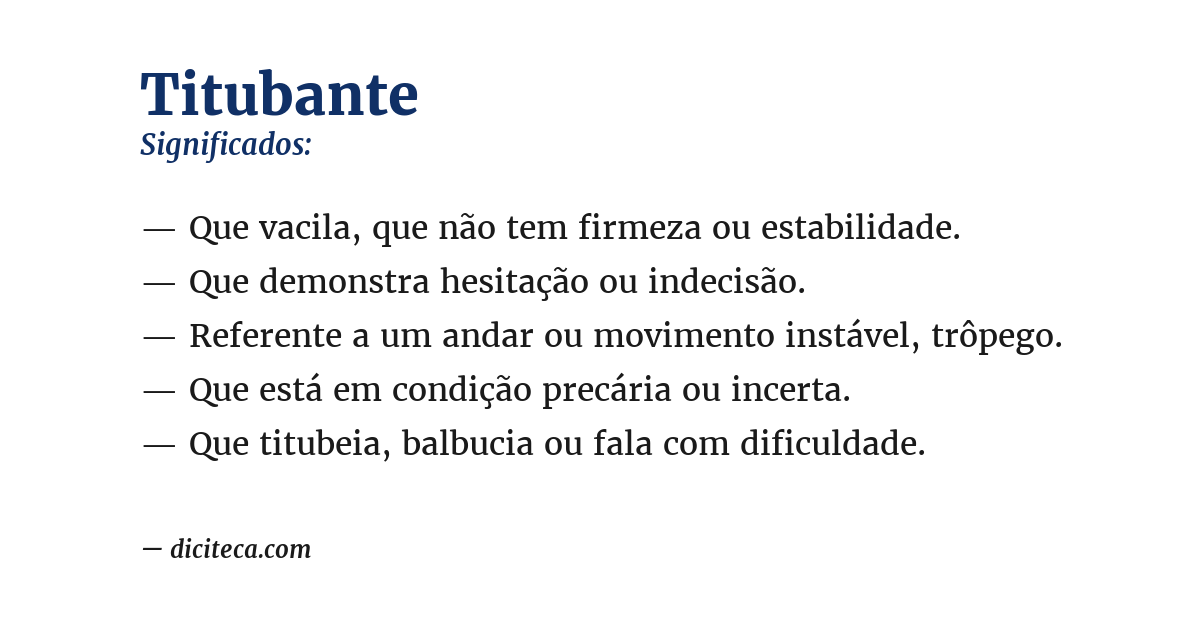 Significado de titubante