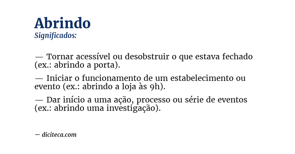 Significado de abrindo