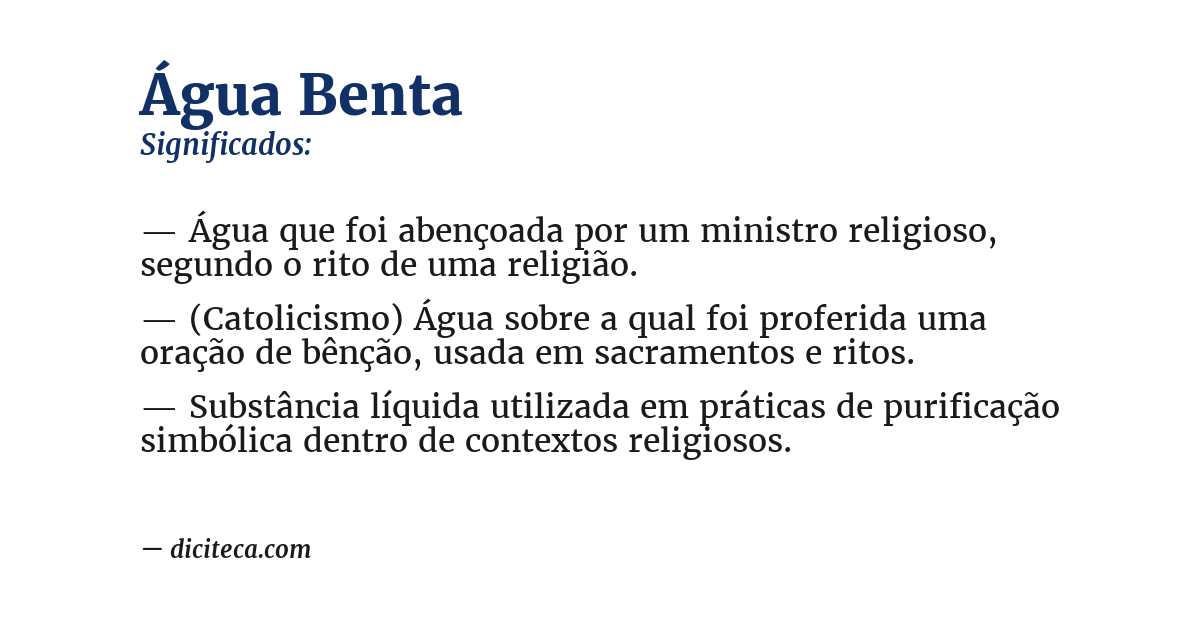 Significado de água benta