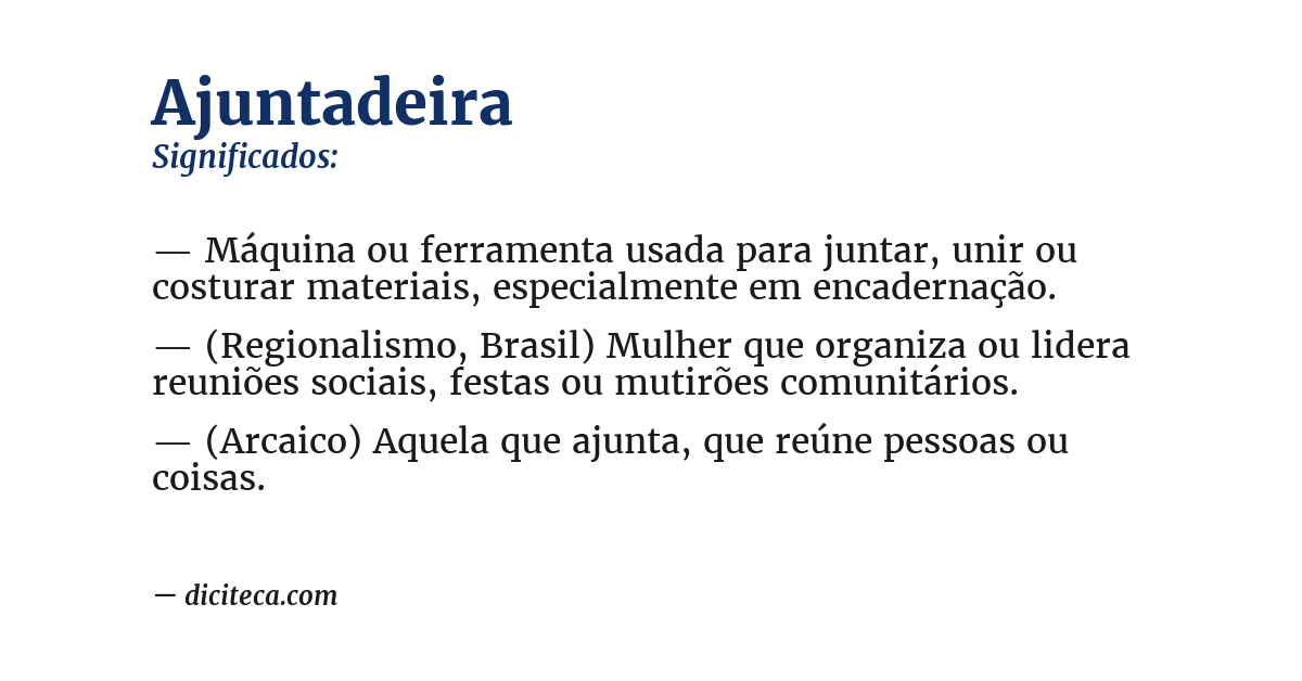 Significado de ajuntadeira