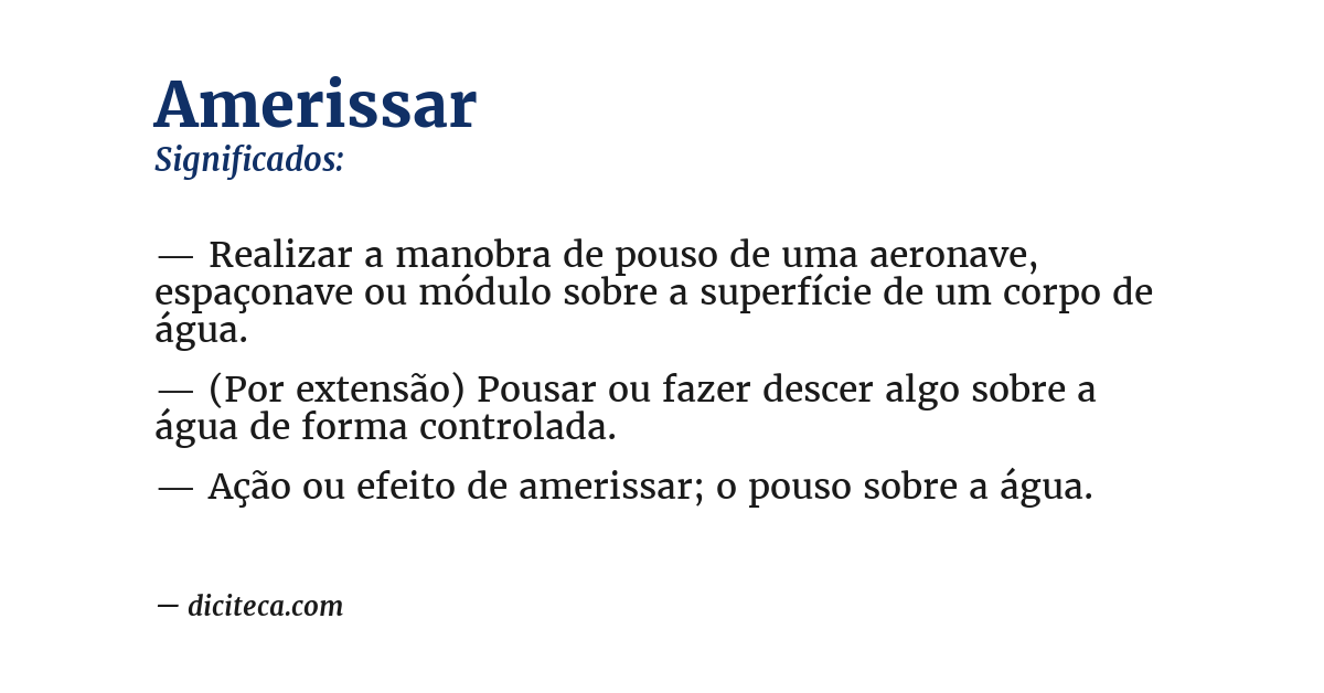 Significado de amerissar