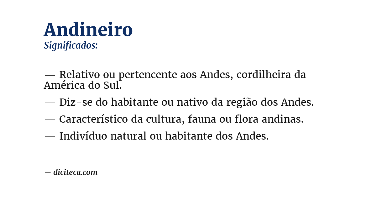 Significado de andineiro