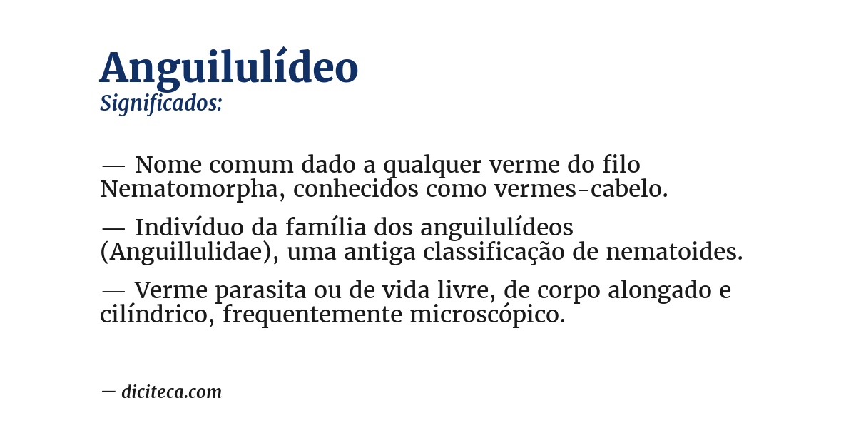 Significado de anguilulídeo