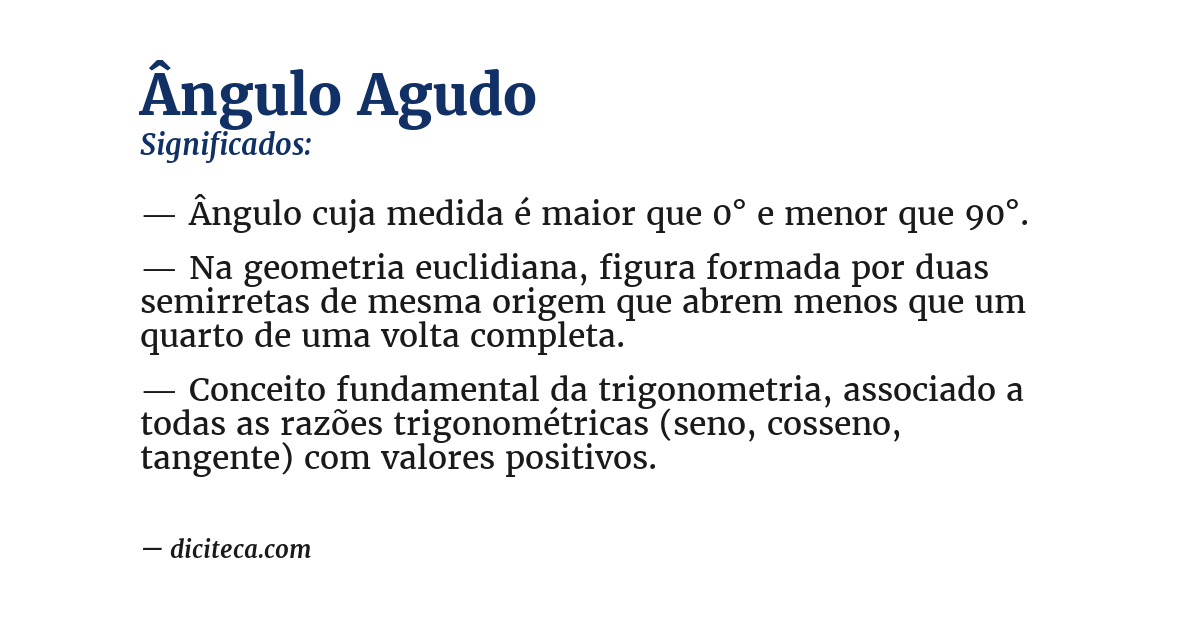 Significado de ângulo agudo