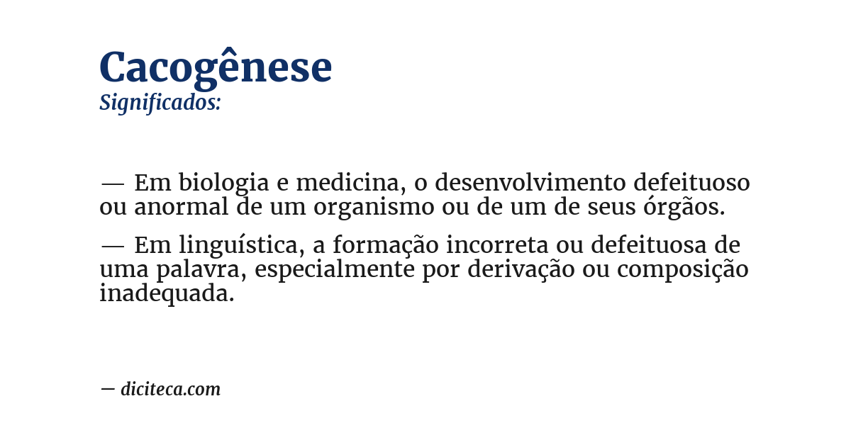 Significado de cacogênese