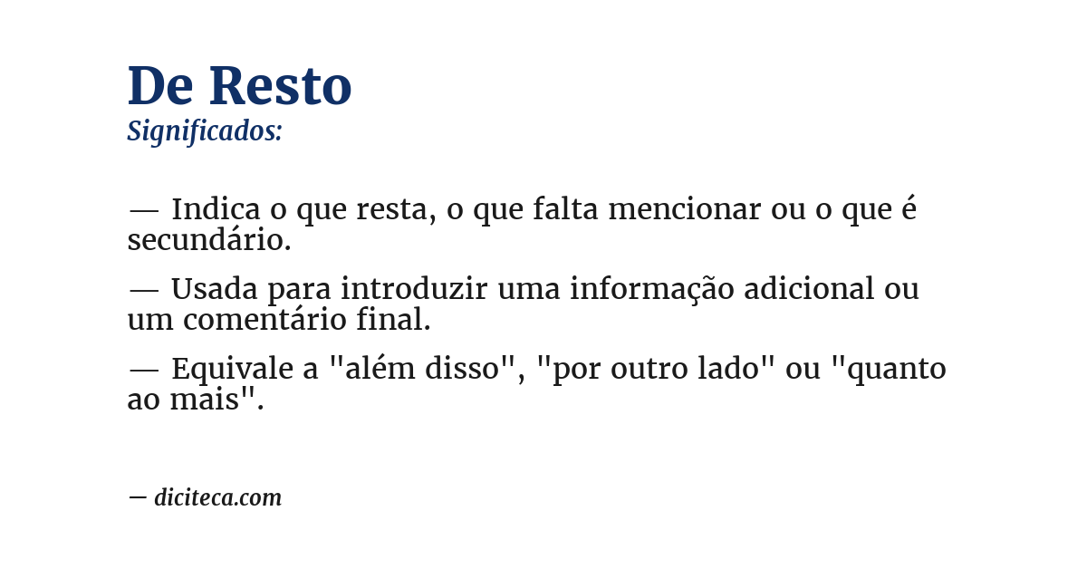 Significado de de resto