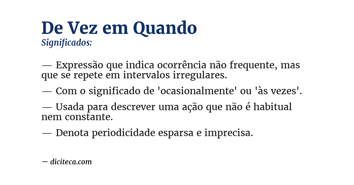 Significado de de vez em quando