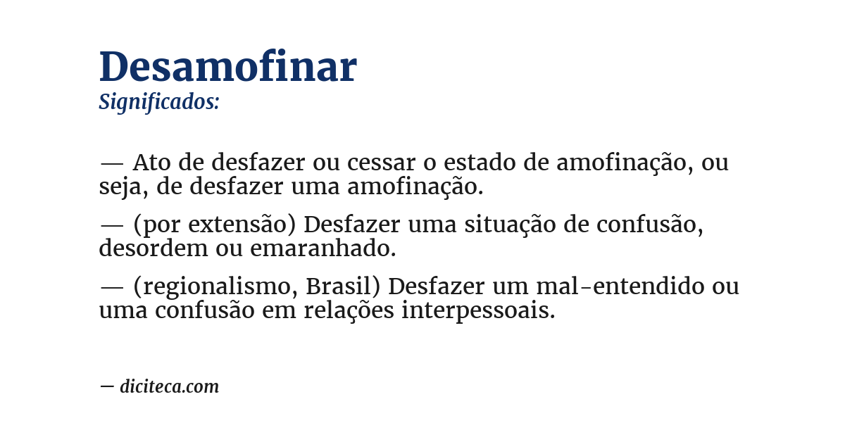 Significado de desamofinar