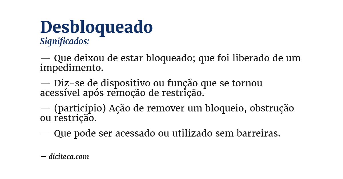 Significado de desbloqueado