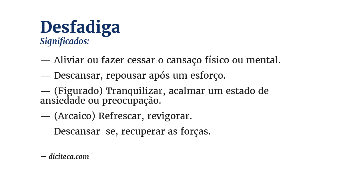 Significado de desfadiga