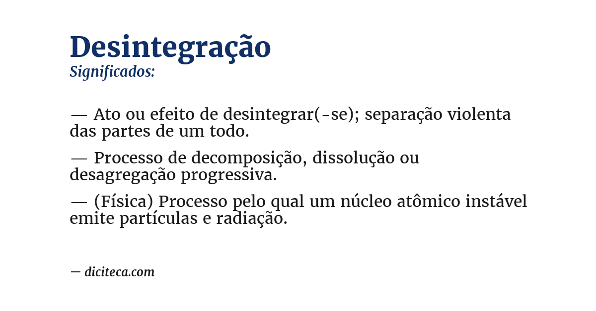 Significado de desintegração