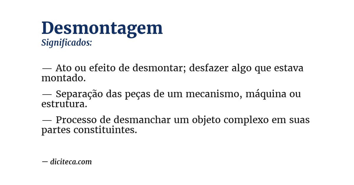 Significado de desmontagem