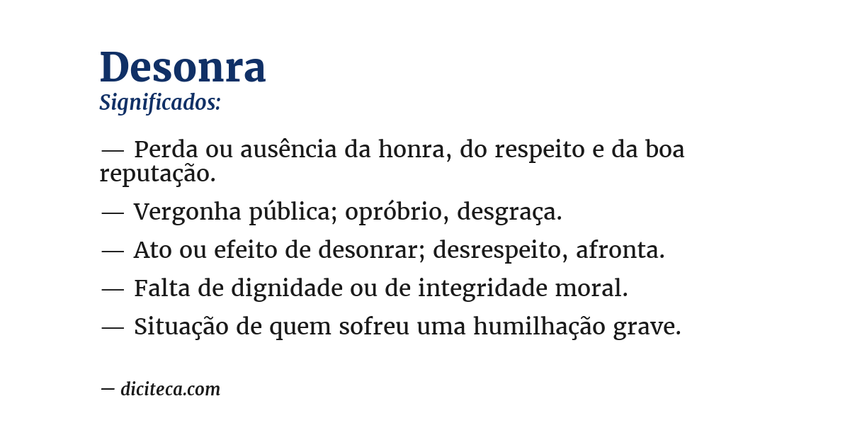 Significado de desonra